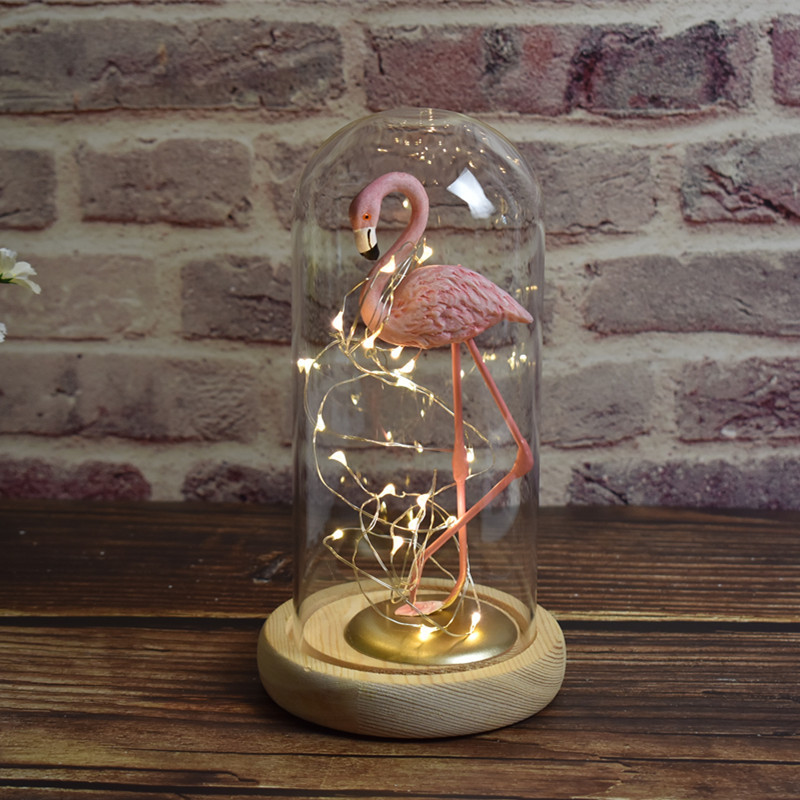 烈鸟永生花玻璃罩 DIY带灯玻璃罩子母亲节情人节礼物批发