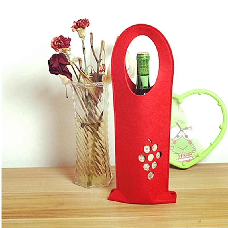 felt red wine reticule Foldable Single Wine Gift bag red wine Bag Packaging bag customized
