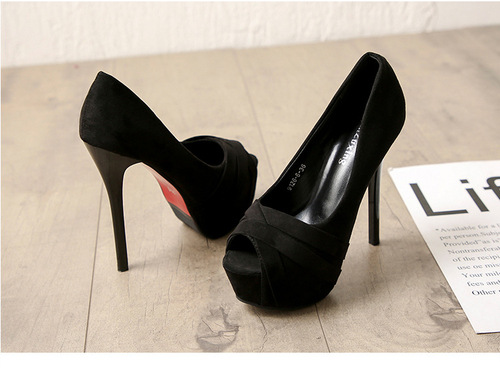  New Fashion Trendy European & American Style Sexy Lady Business Fishmouth Ultra-High Heel Waterproof Platform Heels 9126-6