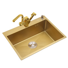 Manufacturer wholesale gold-plated 304 stainless steel manual sink single basin nano household kitchen vegetable basin set