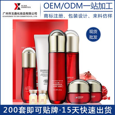 美容院套盒 红石榴润滑滋养8件补水保湿面膜面部水光精华液护肤品