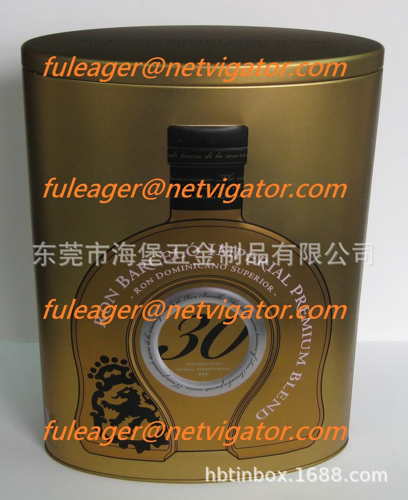 厂家直销马口铁酒罐; 红酒铁罐; 椭圆形酒罐