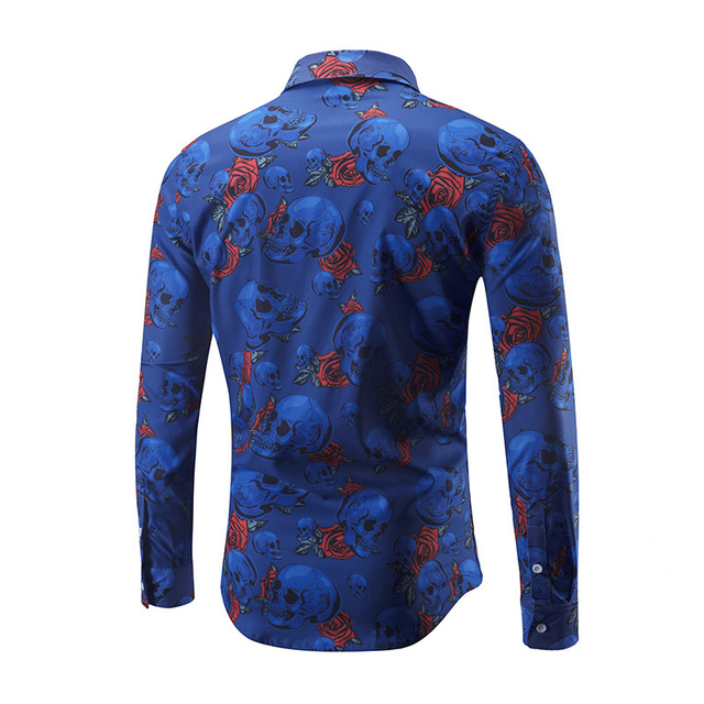 New Creative Skull Printed Long Sleeve Shirt Loose Spring 