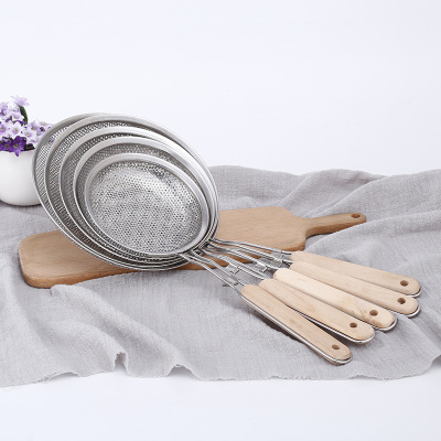 不锈钢油格多功能木柄油格定制油炸过滤大漏勺厨房工具源头厂货|ms