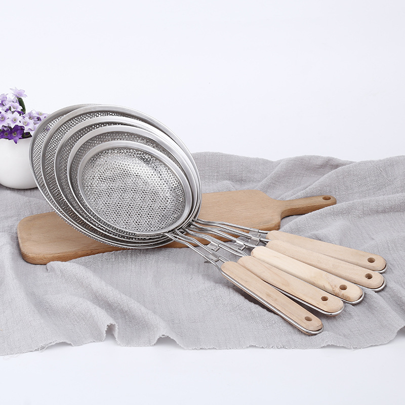 不锈钢油格多功能木柄油格定制油炸过滤大漏勺厨房工具源头厂货|ms