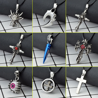 韩版男士子弹吊坠 十字架批发零售钛钢时尚项链 创意挂件挂坠饰品|ru