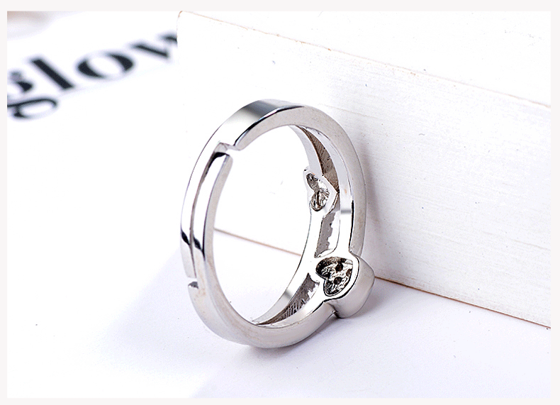 Großhandel Schmuck Dame Herzform Metall Künstlicher Diamant Inlay Offener Ring display picture 2