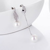 Asymmetrical long earrings from pearl, silver 925 sample, Japanese and Korean, wholesale