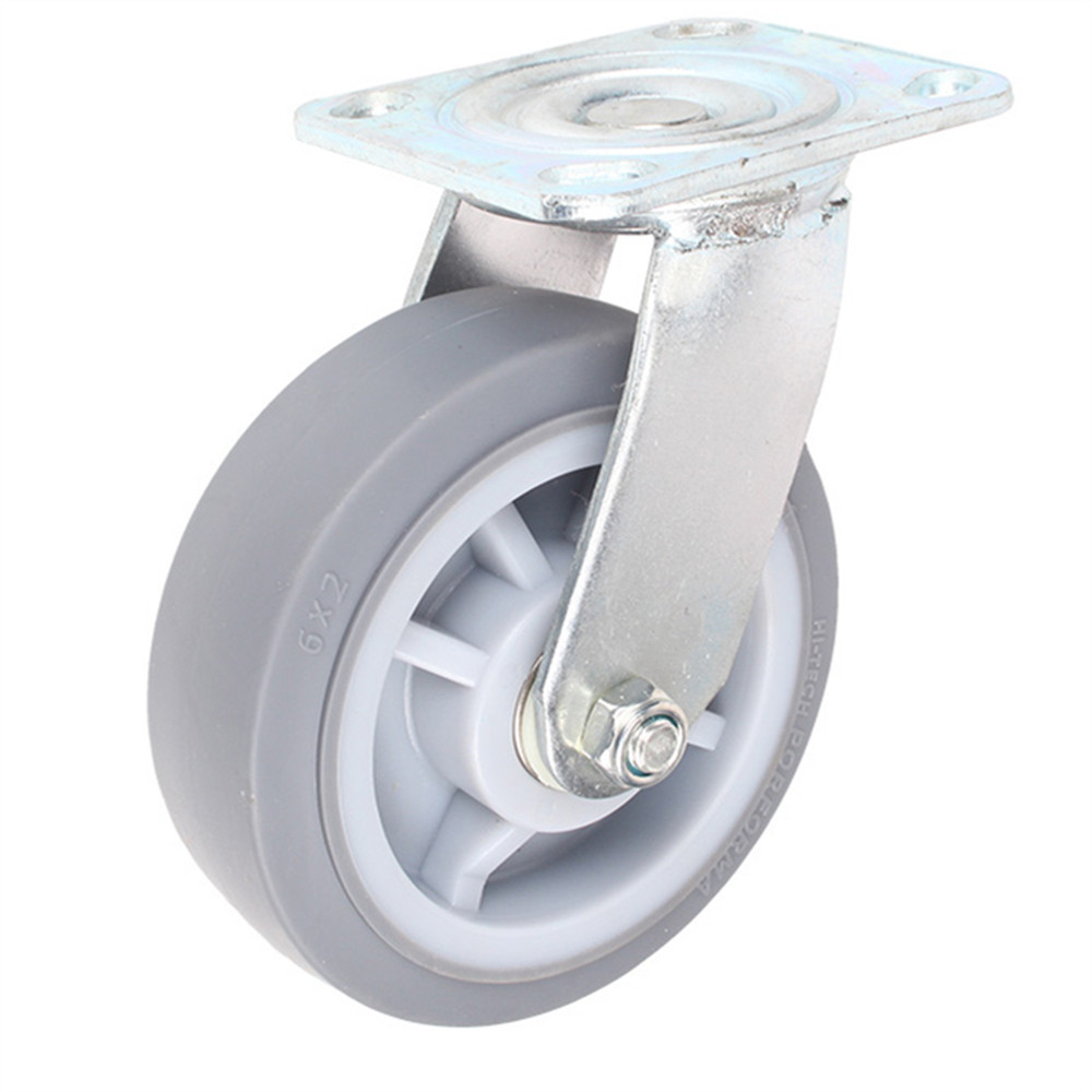 厂家直营 6寸TPR高弹橡胶万向刹车静音脚轮 万向轮 量大优惠|ms