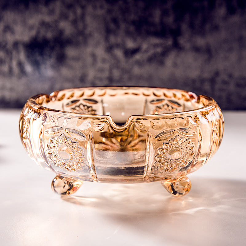 golden glass ashtray for office for hotel