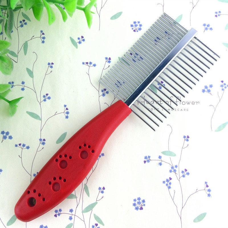 Dog comb Handle Stainless steel Double row Massage comb Epilation comb Fine-toothed clean Grooming Comb