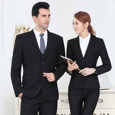 秋冬新款男女同款西装套装 酒店工作服韩版商务正装时尚西服套裤|ru