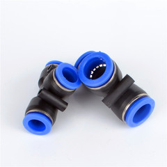 T-Shape Three-Way Pneumatic Air Hose Connector, PE Pipe Quick-Connect Fast Coupler, PE &ndash; 4/6/8/10/12/14/16mm