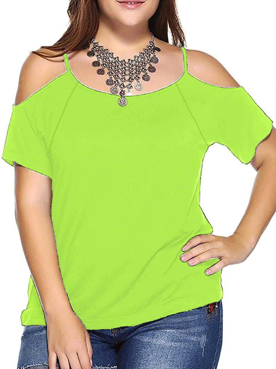 summer plus size off-the-shoulder short-sleeved T-shirt  NSOY27410