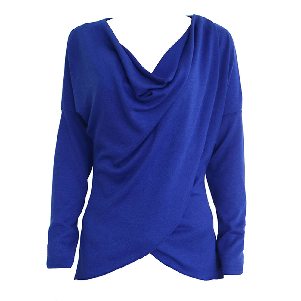 Womens Irregular Long Sleeve T Shirt Deep V Neck Cross Front Design Trendy Style Perfect for Casual Wear Wholesale