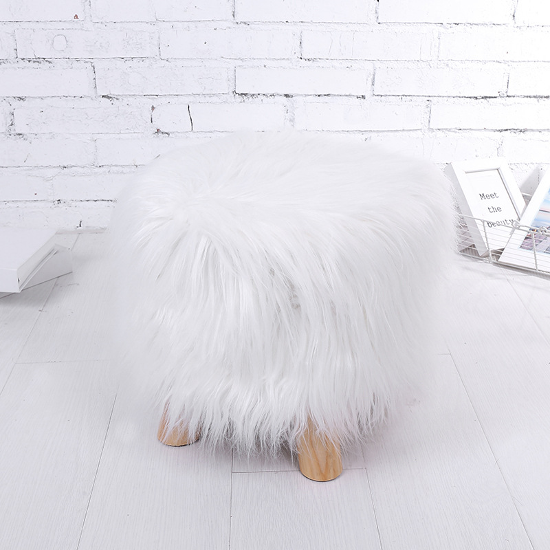 Color sólido de lana larga de madera maciza de carga taburete dormitorio sofá de madera taburete sala de estar de entrada cambio de zapatos taburete muebles simples