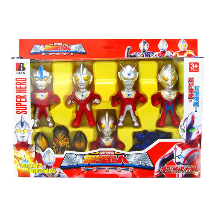 银河宇宙超人玩具套装 儿童玩具人偶赛文泰罗怪兽7个装