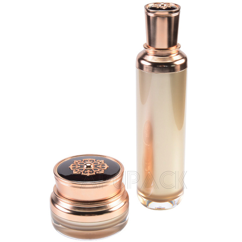 高档韩国宫廷花瓣亚克力化妆品包装瓶套装 电镀眼霜眼精华瓶子