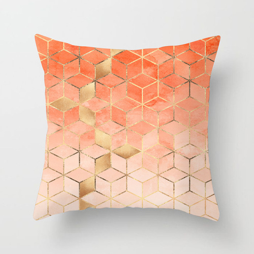 18'' Cushion Cover Pillow Case Abstract geometric art peach skin pillow comfortable living sofa waist cushion pillow cover