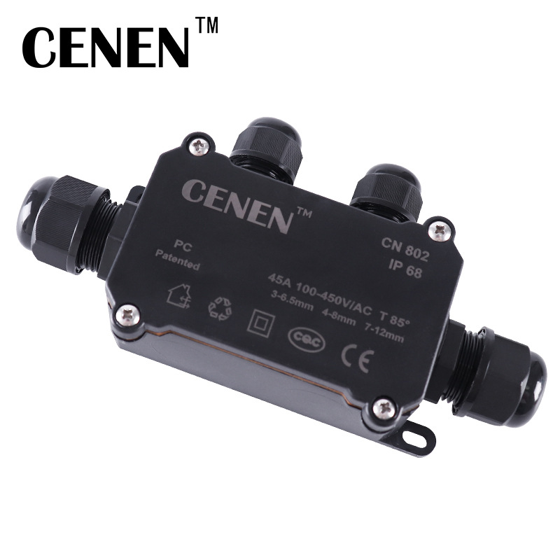 传感器防水接线盒二进二出塑料接线保护盒户外水底灯性能强电线盒