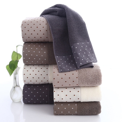 纯棉礼品毛巾定制logo圆点宽锻素色客户回礼赠品成人洗脸毛巾批发|ms