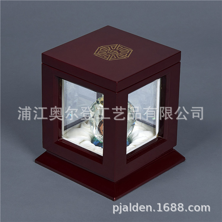 Display wooden box, transparent glass square packaging, wooden box, crystal essential oil perfume bottle, wooden box set manufacturer customization detail image 1