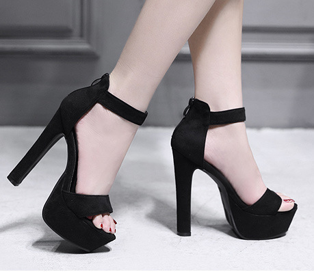 厂家速卖通亚马逊水台粗跟一字高跟鞋凉鞋 0083-H