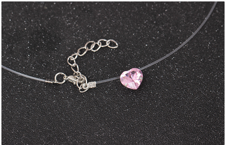 1 Piece Simple Style Heart Shape Fishing Line Plating Zircon Women's Pendant Necklace display picture 4