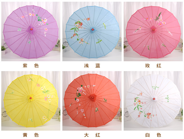 Wedding products, wedding products, wedding products, wedding products, wedding products, creative oil-paper umbrellas, silk cloth wooden handle umbrellas, Chinese-style ceiling decorative umbrellas, retro stage cheongsam performance craft umbrellas detail image 6