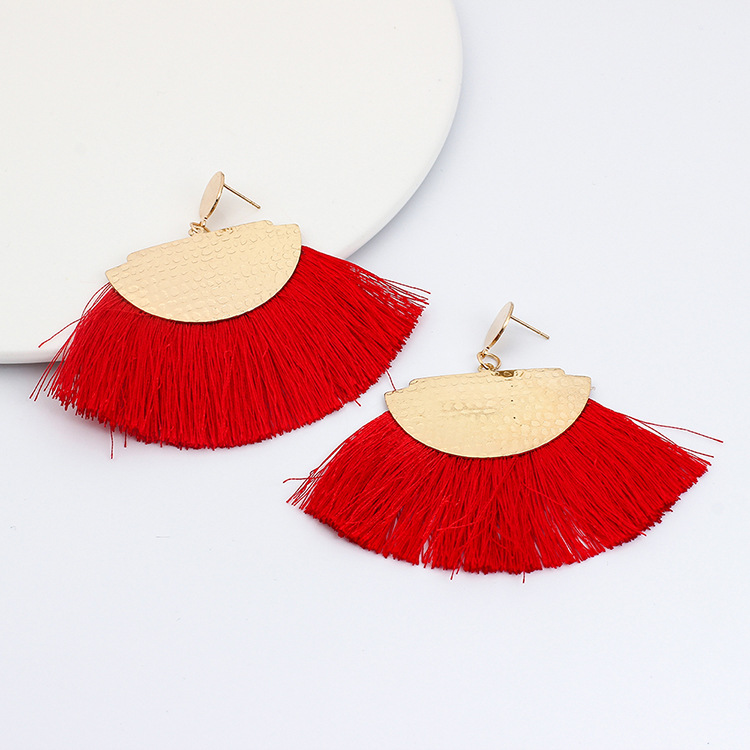 New Ethnic Style  Fashion Bright Color Cotton Tassel Earrings display picture 1