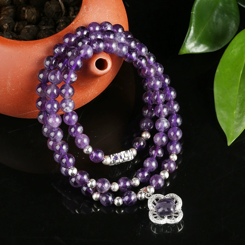 Crystal bracelet with amethyst, accessory, pendant, silver 925 sample
