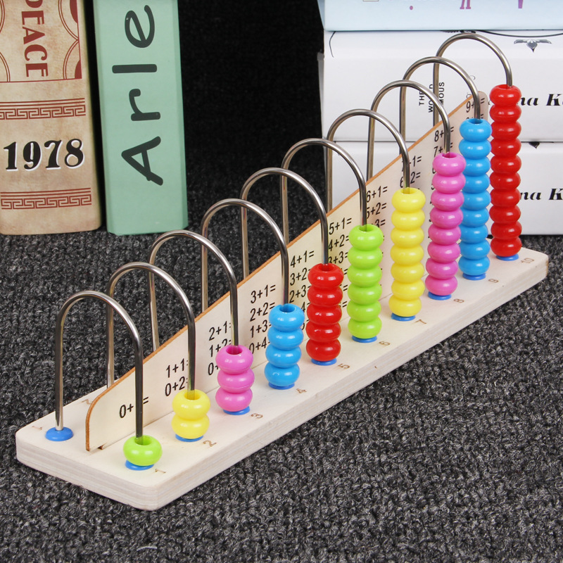 木制十档计算架?学习算珠架计数器颜色认知启蒙早教儿童益智玩具|ms