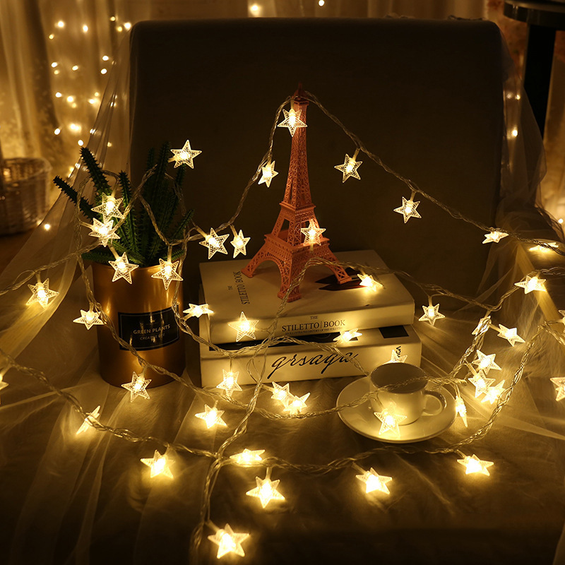 LED星星闪灯灯串 圣诞满天星灯串led装饰灯 房间装饰铜线灯串