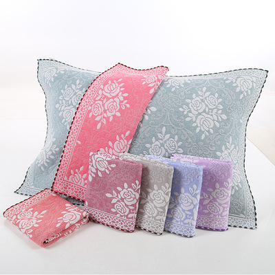 厂家直销三层纱布勾边布艺枕巾质量保障量大从优一件代发舒适枕巾|ms