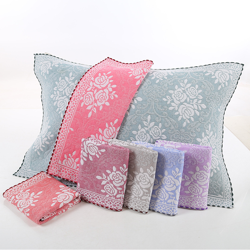 厂家直销三层纱布勾边布艺枕巾质量保障量大从优一件代发舒适枕巾|ms