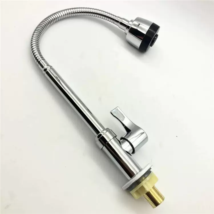 旋转圆立式万向管单冷洗菜盆水龙头 不锈钢盆台盆浴室厨房水龙头