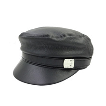 加工男女士复古风平顶皮帽 定制金属贴标鸭舌帽 时尚简约平顶帽