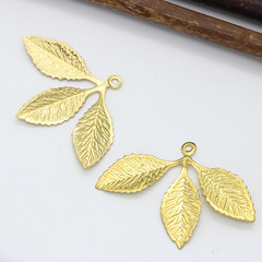 DIY飾品配件純銅保色金銀樹葉掛件 古風頭飾手工材料 diy髮簪配件