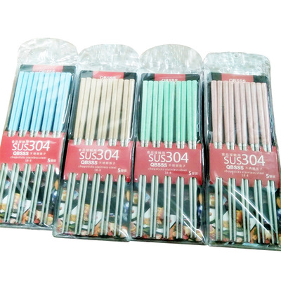 wholesale 304 chopsticks Stainless steel 304 5 pairs of chopsticks chopsticks suit gift chopsticks LOGO customized