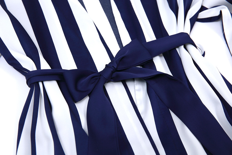 striped sexy silk pajamas three-piece set NSMR7787