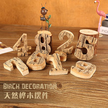 樹皮工藝復古木制阿拉伯數字 酒吧木制品擺台裝飾品 DIY字母擺件