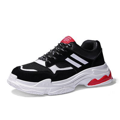 运动休闲鞋前系带透气时尚爆款男鞋增高底百搭青年跑步鞋情侣学生