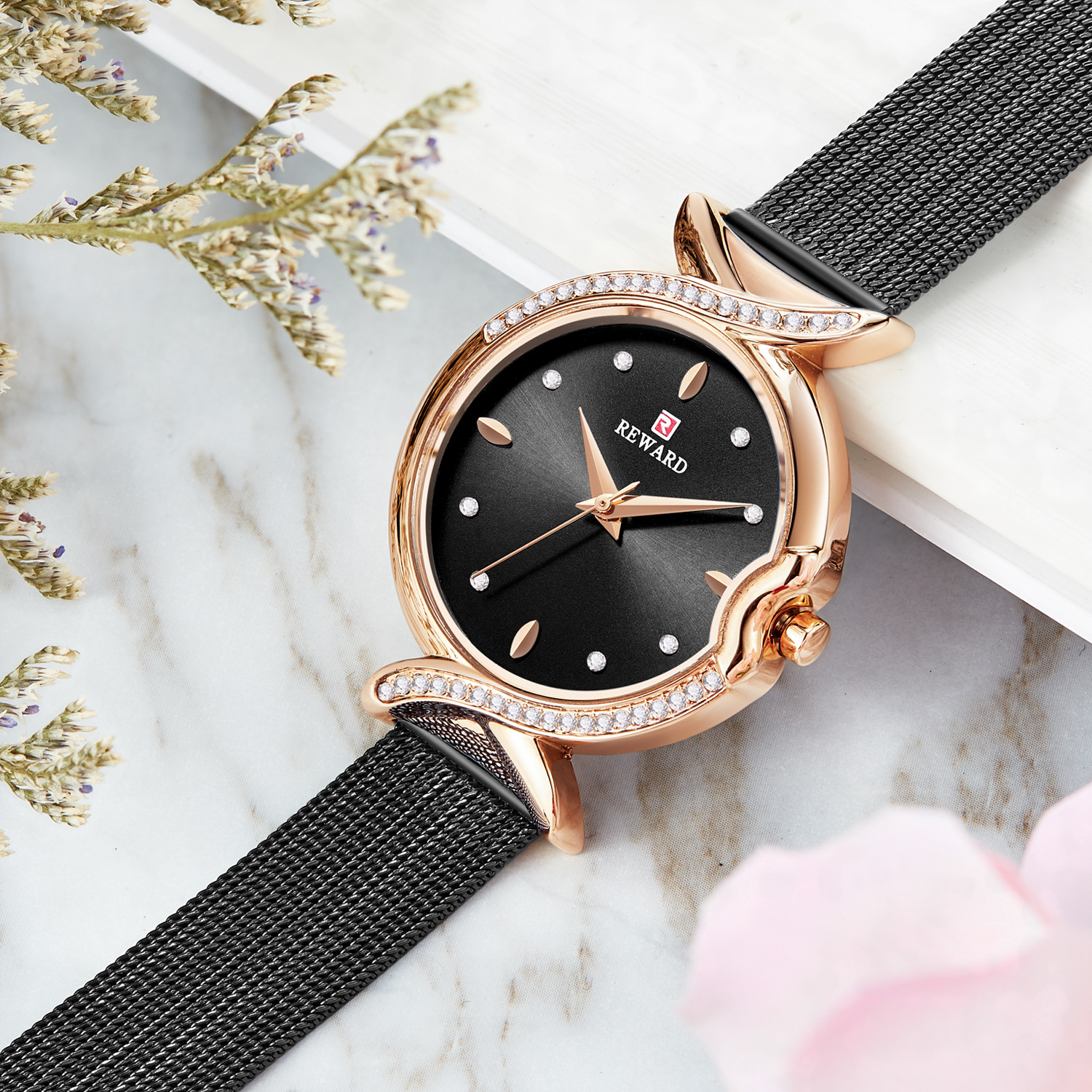 Relógio de quartzo feminino à prova d'água aço inoxidável_voghion.com