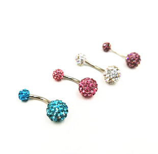 Navel Ring Czech Diamond Navel Nail Umbilical Jewelry European and American Earrings Shambhala Navel Nail Full Diamond Earrings European and American Cross-border