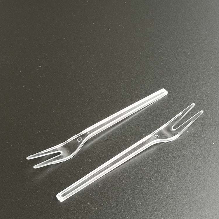 一次性水果叉塑料竹节叉月饼叉透明彩色水果签蛋糕塑料叉热卖批发|ms