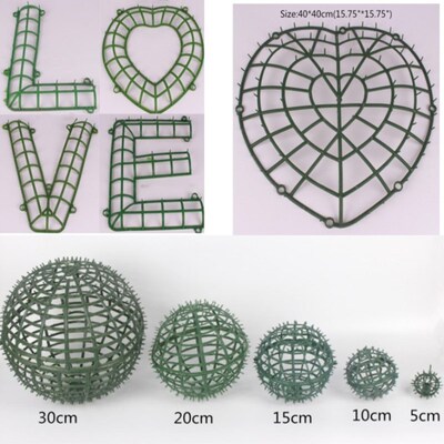 批發花牆花排花球塑料架子LOVE 心形網格排花架婚禮插花DIY 道具