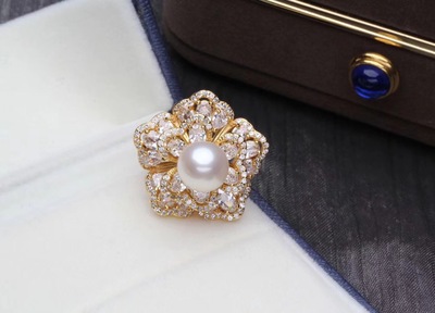 Shilaiyunzhuan s925 Adjustable Ring 8-9mm Strong light Steamed buns natural Pearl hhb12jz150