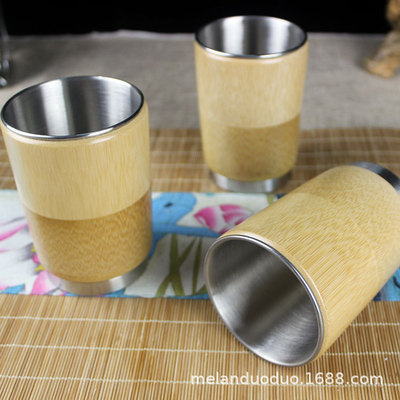 Bamboo Cup Water cup teacup Stainless steel Drink plenty of water glass Bamboo Paper Shell Stainless steel Internal bile Hot and cold water Beer mug