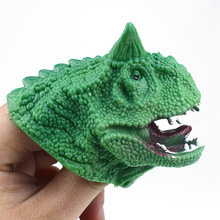 跨境TPR塑胶绿色怪兽哥斯拉角龙恐龙模型指套指偶玩具