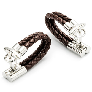 High quality leather chain cufflinks xiukou French style shirt cuff braided rope cuff studs cufflink 217